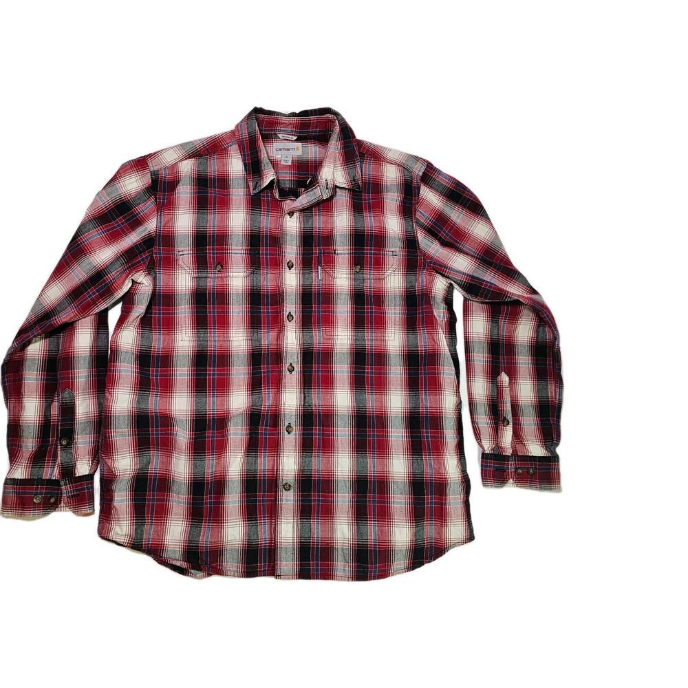 Carhartt Men's Relaxed Fit Button-Down Shirt, Size XL Plaid Long Sleeve Pockets